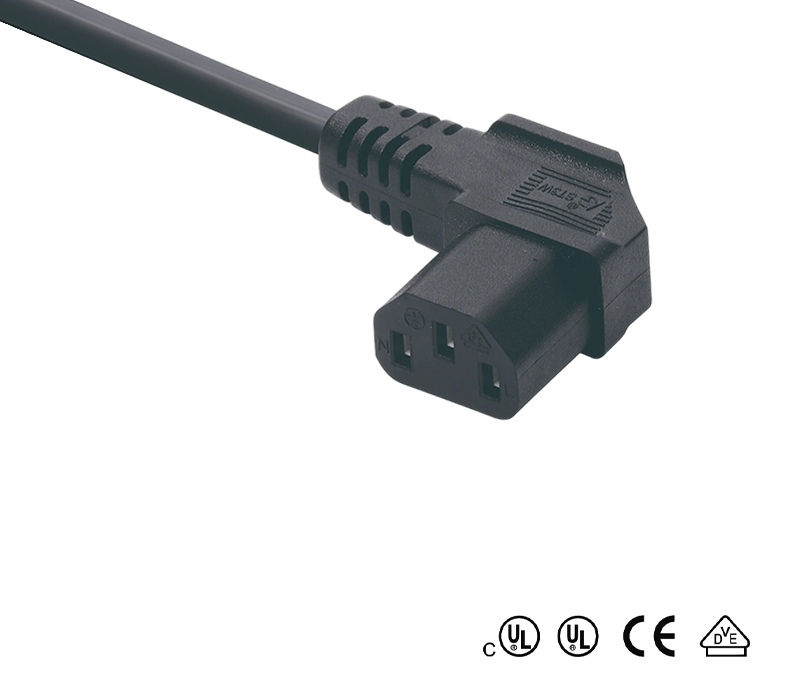 Connecteur IEC ST3W, prise femelle coudée à 90 degrés C13, conforme aux normes américaines, chinoises et allemandes